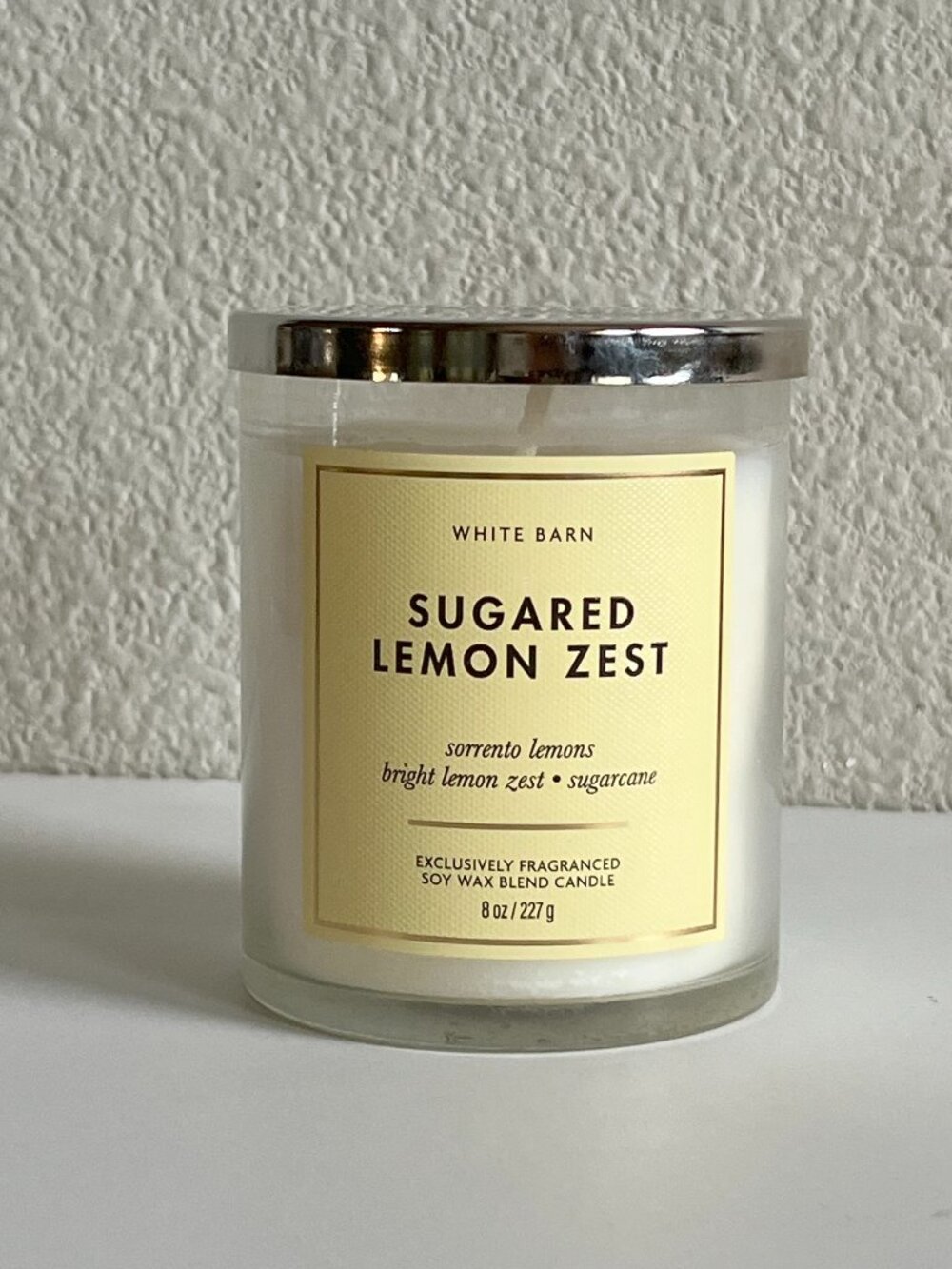 White Barn Sugared Lemon Zest Single Wick Candle 8oz Bath and Body Works NEW